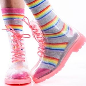 Translucent Pink Combat Boots